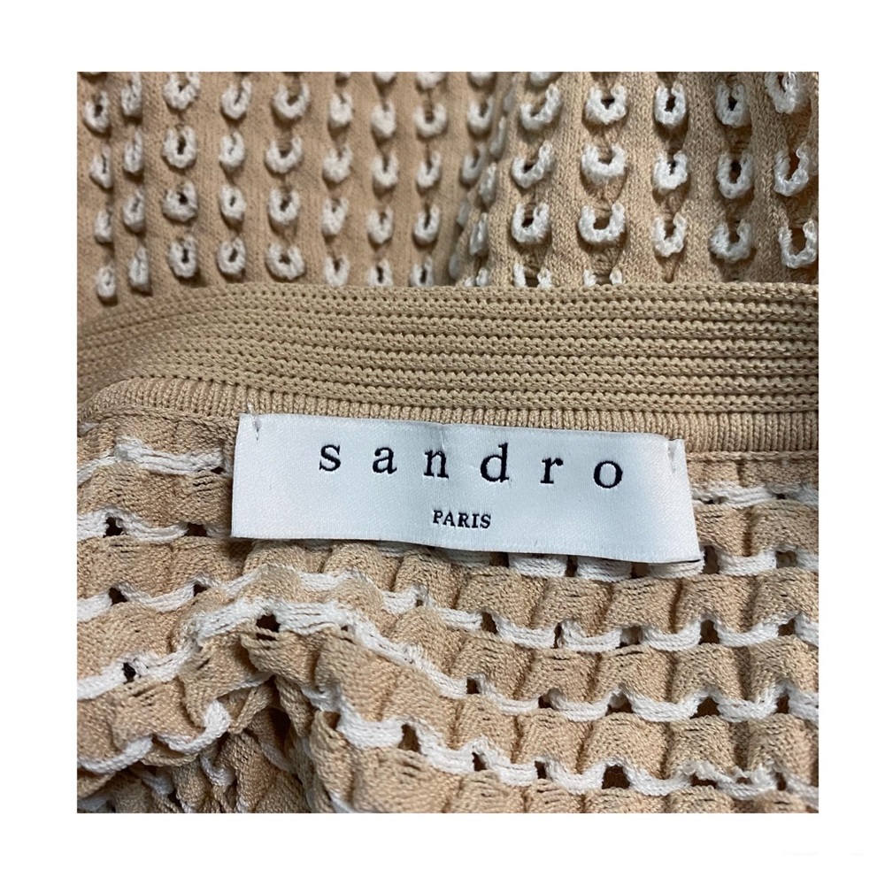 Sandro Paris Audrey Beige Cardigan Stretchy Knitted Size Small - Picture 4 of 5